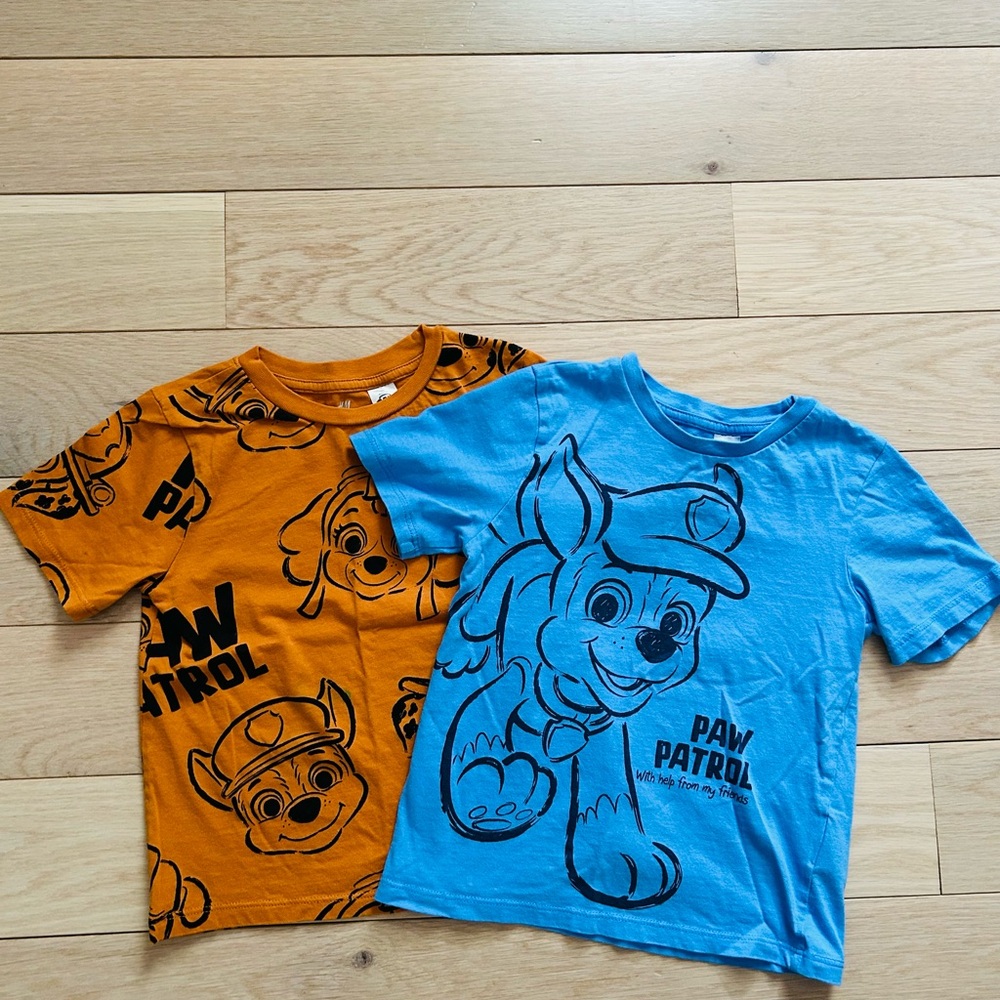 H&M Blue and Orange Short Sleeve Tees with Graphic Prints